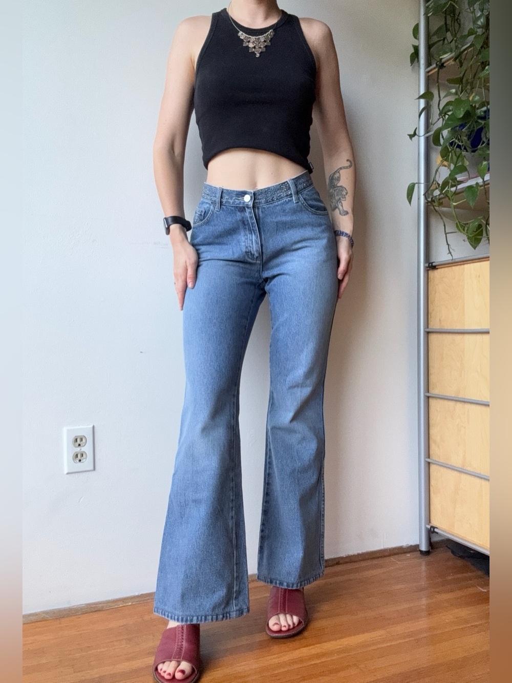 Laurél Jeans - Light Blue Flare Jeans w/ silver studs